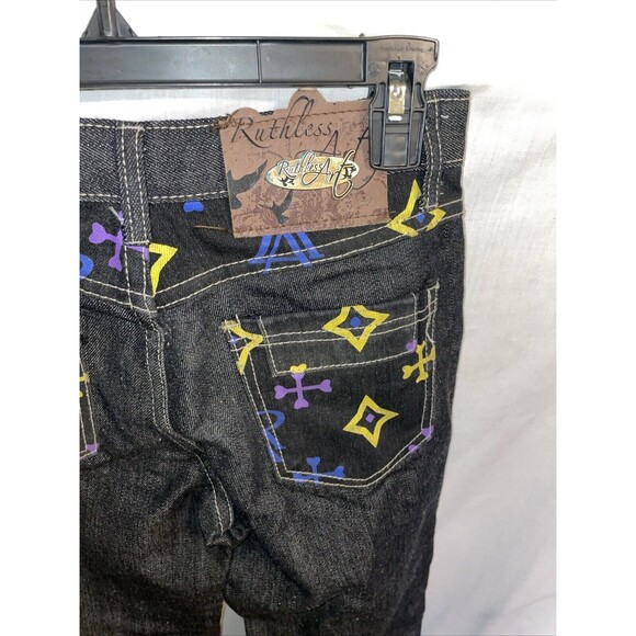 Ruthless Art Men’s Embellished Jeans Size 29x30 Black Streetwear Grunge City - Picture 10 of 12